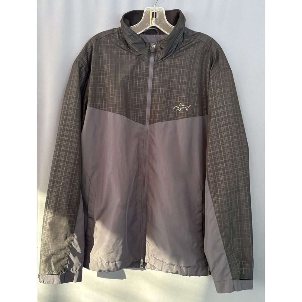 Greg‎ Norman for Tasso Elba Golf Windbreaker Jacket Full Zip Gray Shark Logo XL